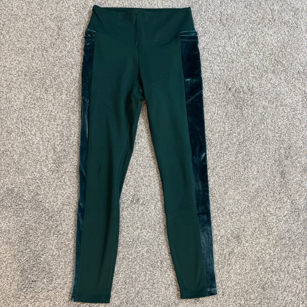 Victoria's Secret PINK Cozy Women's Size XS Green Velvet Ankle Leggings